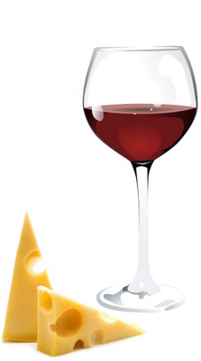 Sklenice vína a sýr